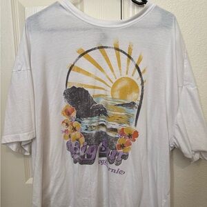 Wild Fable White Graphic Tee with Sunset Design